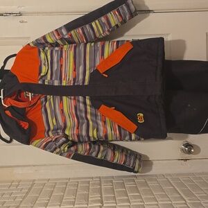 Snow Suit:Monster  Colorful Striped Kids' Snow Jacket and Pants